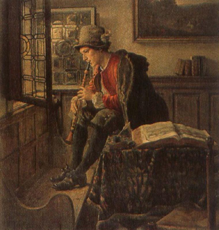 Thomas Mann Baynes a 19th century two keyed clarinet Sweden oil painting art